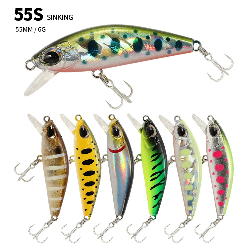Señuelos de pececillo hundidos temblorosos japoneses, 6g, 55mm, cebo Artificial de fundición larga, Isca Wobblers para Lucio, carpa, suministros de pesca en arroyo - imagen 3