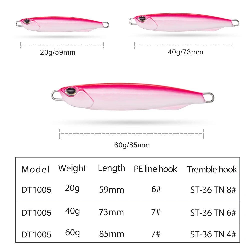 D1-cebo de pesca Jigging de peso pesado, aparejo de Metal de hundimiento lento, 73mm/40g, 85mm/60g - imagen 2