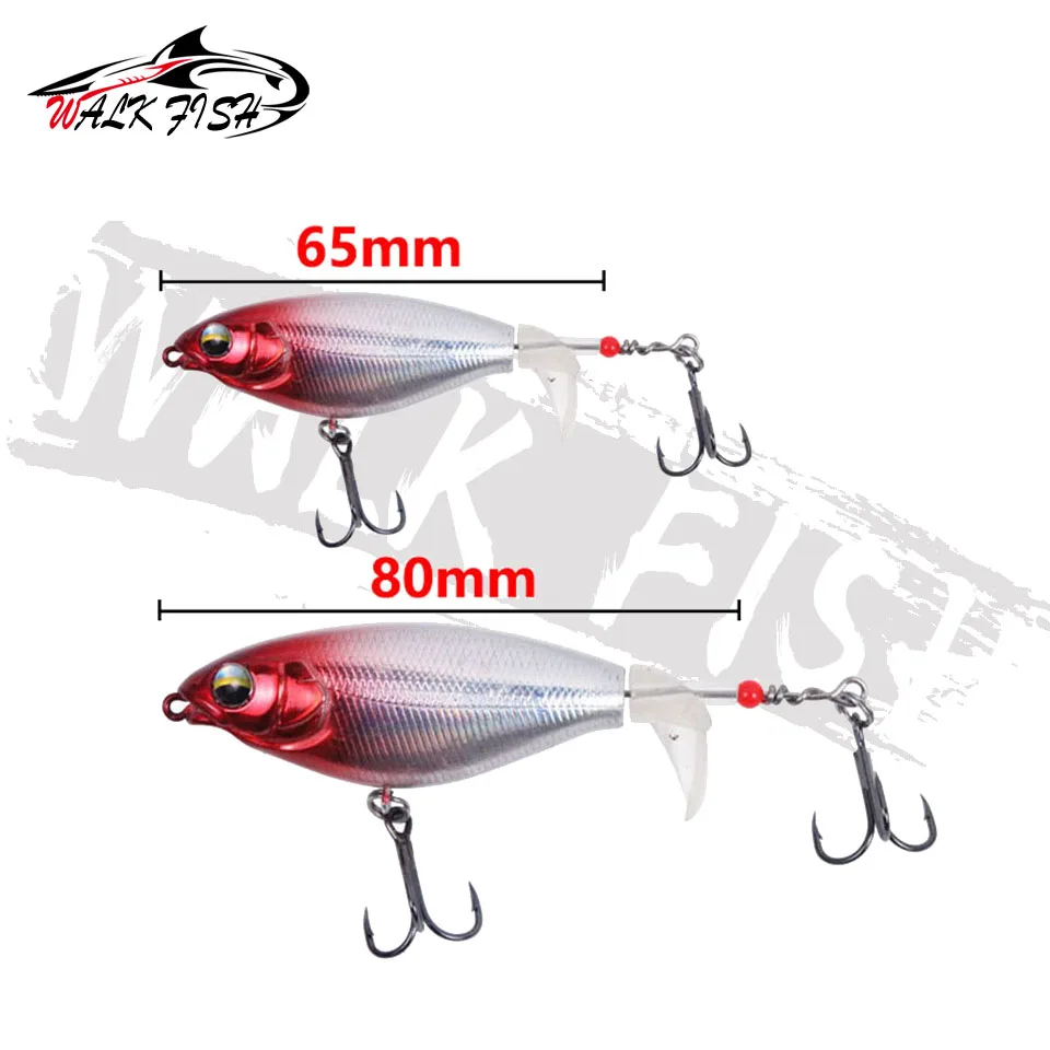 WALK FISH-señuelo de pesca de 1 piezas Topwater Whopper Plopper, 6g/10g, curricán, cebo duro con cola giratoria suave, aparejos de pesca - imagen 3