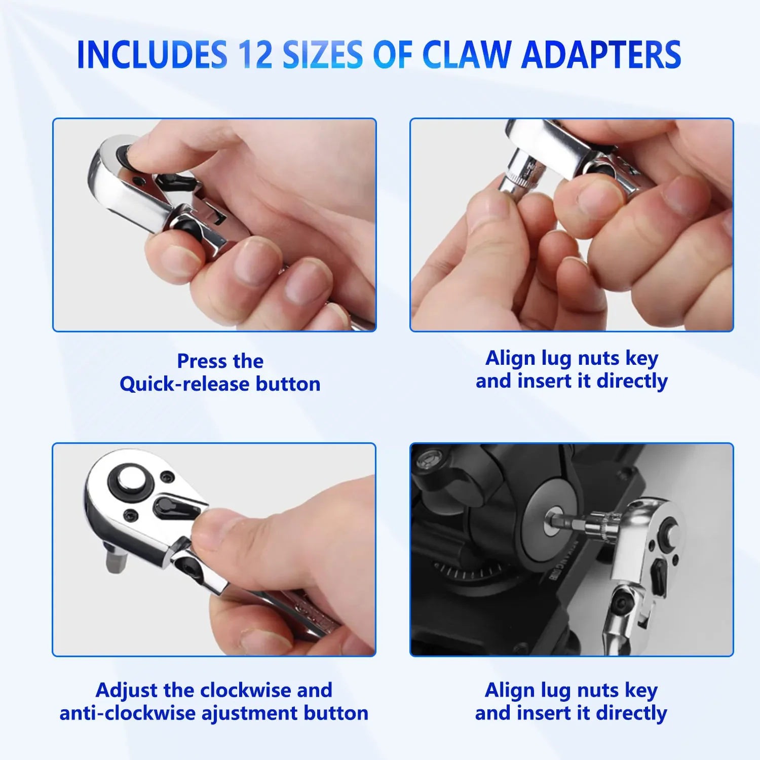 Ajuste de manera rápida y fácil sus herramientas con nuestro conjunto de adaptadores de garras versátiles