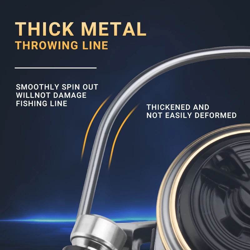 Carrete de pesca giratorio GoldWing 500-7000, carrete de Metal 5,2: 1 4,7:1, relación de engranaje 13-26,5 libras, arrastre máximo para agua dulce y salada - imagen 4