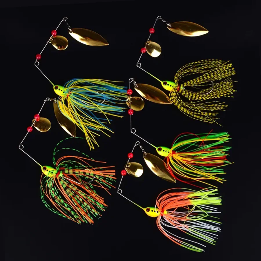 Juego de Señuelos de Pesca con cebo duro giratorio, cuchara giratoria que se hunde, cebos artificiales con lentejuelas de Metal, Wobblers para Lucio, 5 uds. - imagen 3