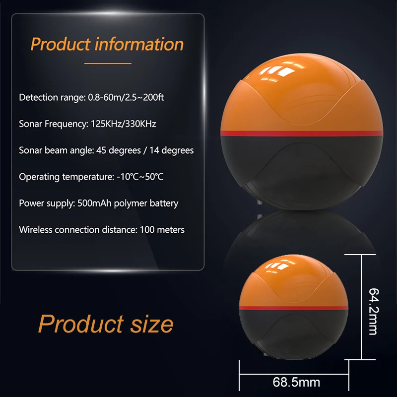 Erchang F68 WiFi buscador de peces 100M de distancia 60M de profundidad pesca inalámbrica adecuada para iOS y Android Detector de eco pesca en el océano - imagen 4