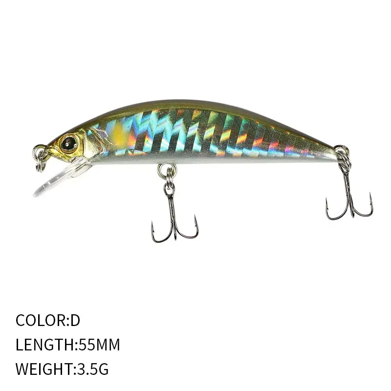 Accesorios de señuelo 3D ojo de pez sumergible Minnow Bass Croaker 55mm3,5g agua dulce Creek Mini Road Runner alta calidad pintado a mano - imagen 5
