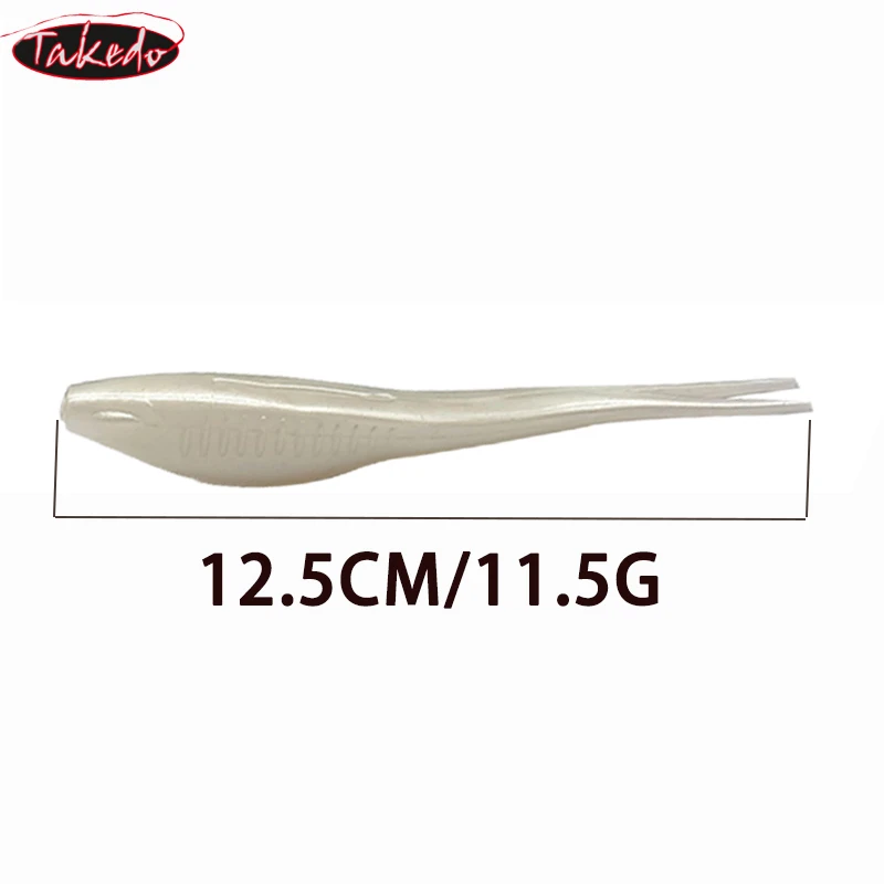 TAKEDO 3 unids/set Material TPR cebo suave 12,5 CM 11,5G señuelo de pesca de renacuajo señuelo suave cebos de cola bifurcada Wobbers para lubina bagre - imagen 4