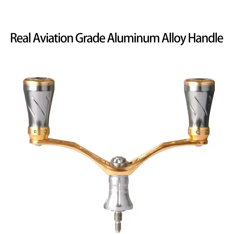 DEUKIO-mango de doble agarre de Metal ligero para carrete de pesca giratorio, perillas con rodamientos, asas dobles - imagen 3