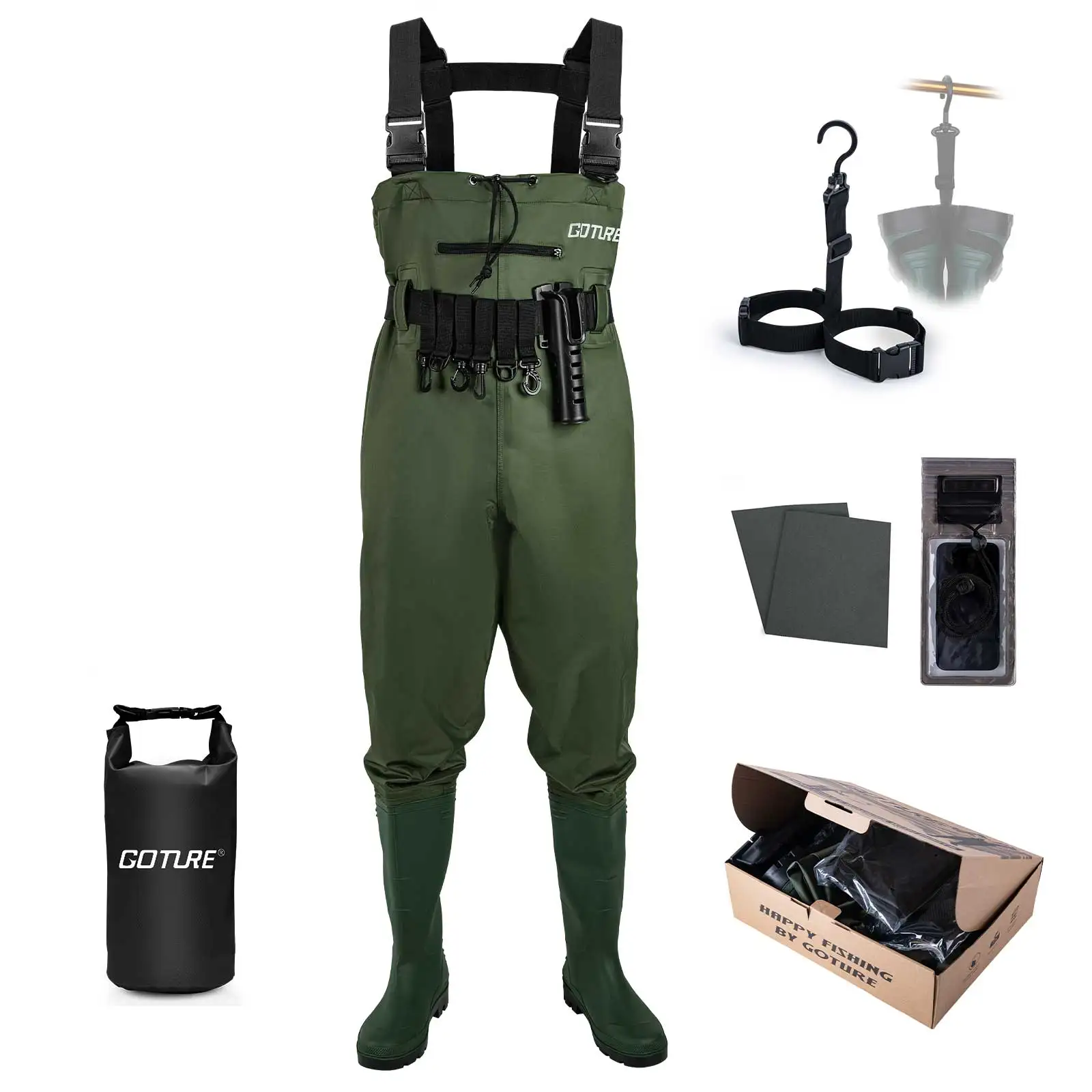 Goture-footers impermeables y transpirables de secado rápido, Material compuesto de nailon PVC 70D, traje de producción de pesca y caza para adultos