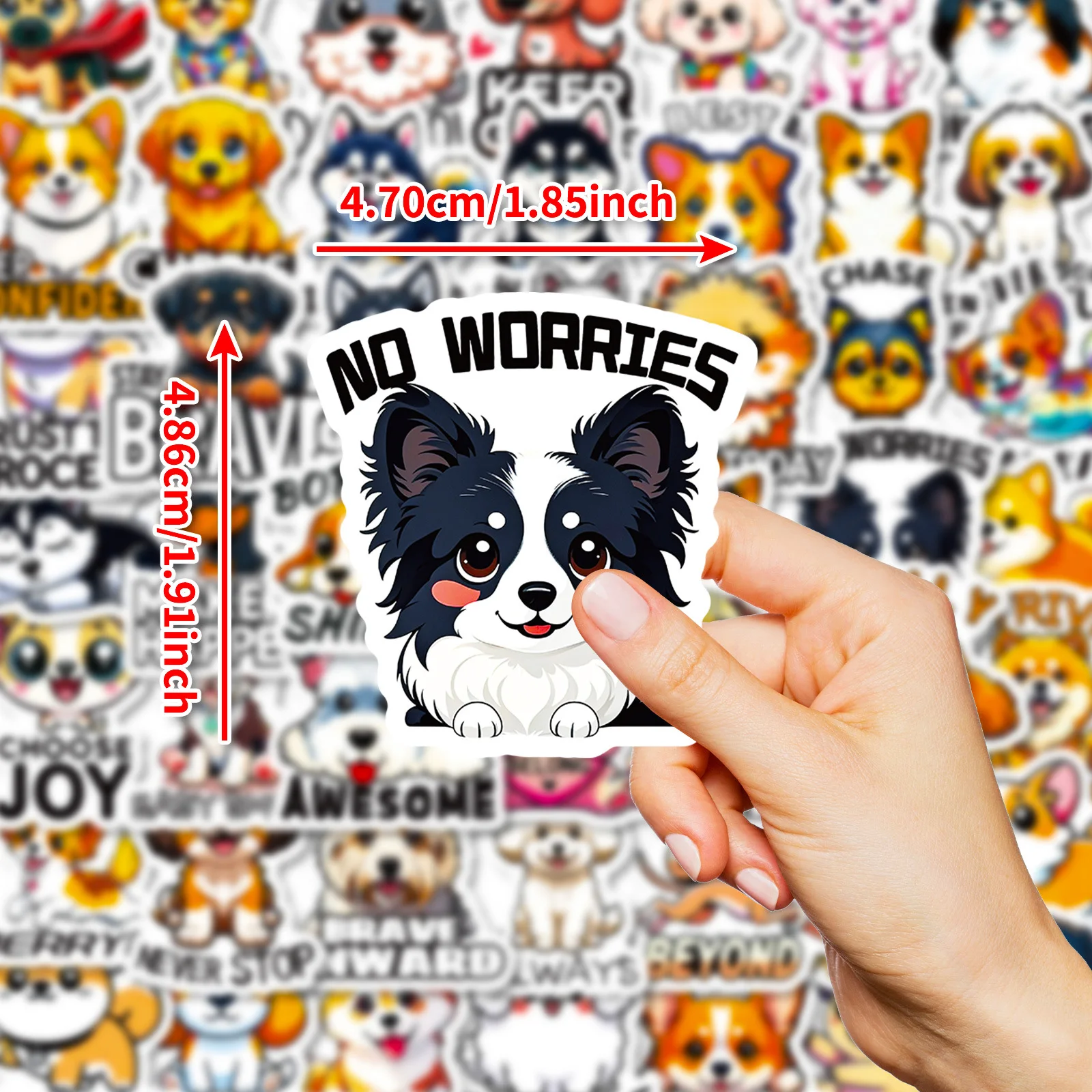 56 Uds. Pegatinas de versículos cortos de energía positiva de perros bonitos DIY teléfono guitarra portátil maleta taza pegatinas impermeables - imagen 4