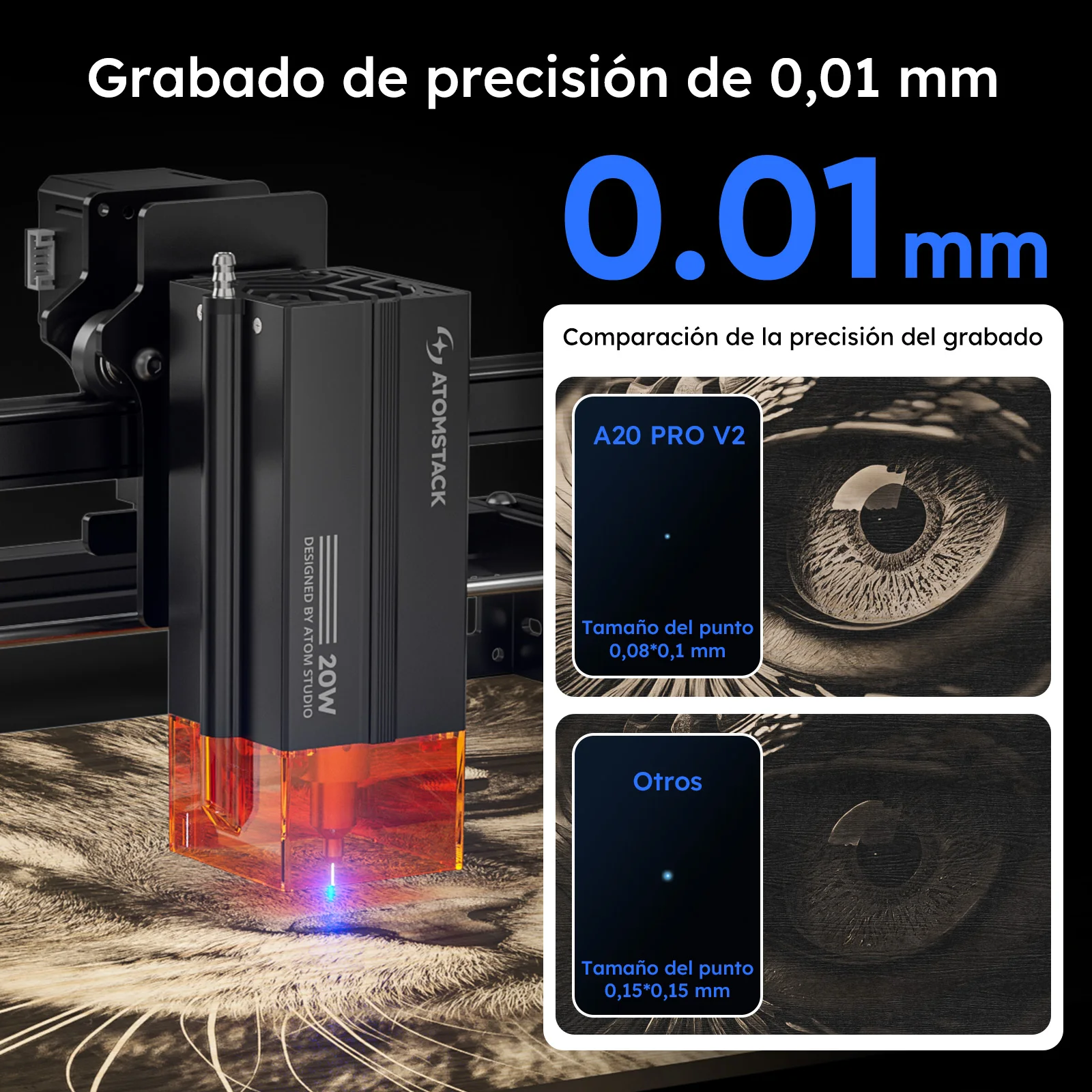 Atomstack Grabador Láser 20W – Alta precisión para madera y metal - imagen 2