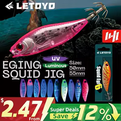LETOYO 50mm/55mm cebo de calamar UV plantilla de calamar EGING cebo Artificial para Webfoot pulpo egi señuelo señuelo de pesca de sepia