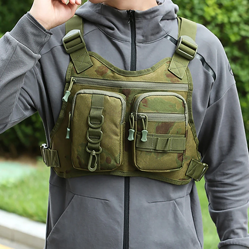 Chaleco de pesca táctico, mochila con señuelo para viajes al aire libre, bolsas de pecho para correr, Molle, senderismo, ciclismo, caza, escalada, Camping, bolsa deportiva - imagen 2