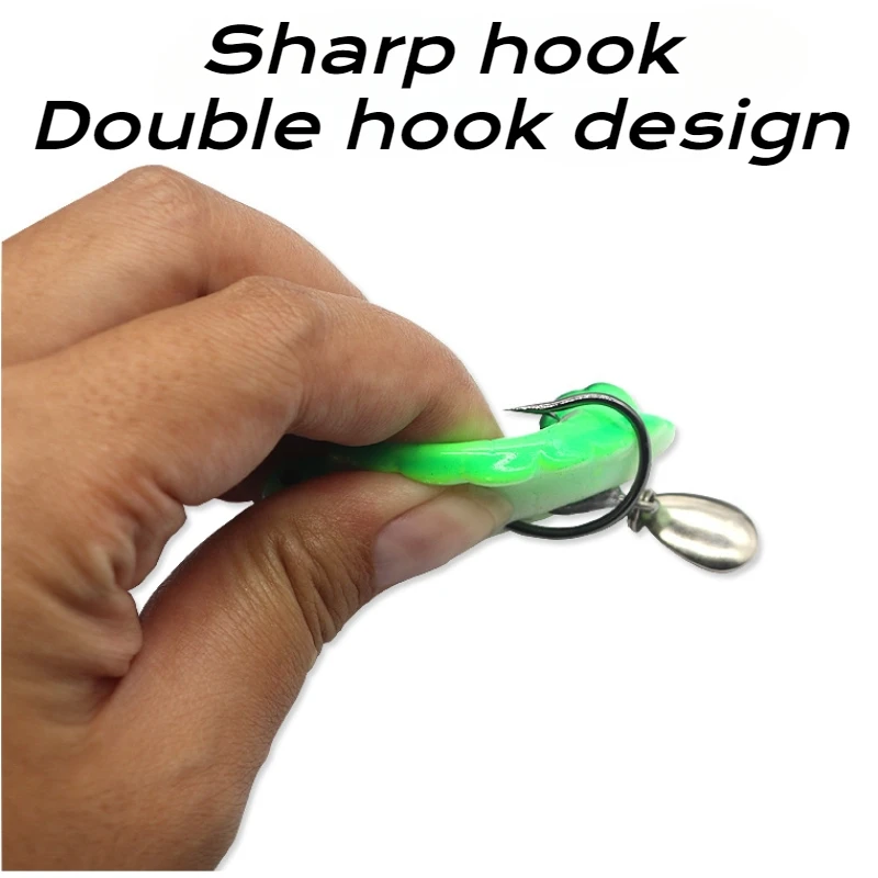 Señuelos de Pesca falsos de 5 piezas, cebo de rana, sistema de superficie de agua, gancho de acero de Gel de sílice, suministros de pesca de lentejuelas de tortuga, 1 Juego - imagen 2