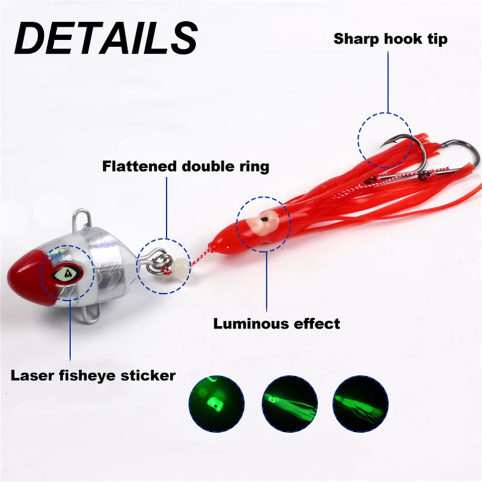 Señuelo de pesca de agua salada, cebo de Camarón, falda de goma con cebo de calamar suave, Tenya Madai Jig Kabura, mar profundo - imagen 3