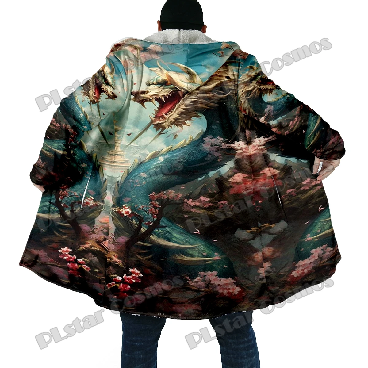 Capa de Lana con Capucha DP41 – Estampado Pavo Real para Invierno - imagen 5