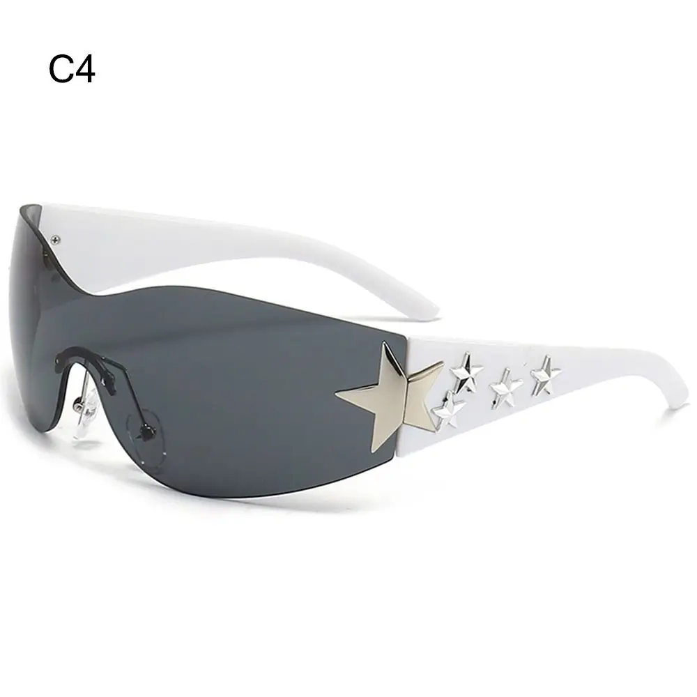 Gafas de sol Y2k para hombre y mujer, lentes de sol envolventes con diseño de estrellas, estilo Punk, de marca, Gogglr, deportivas, 2000 - imagen 2