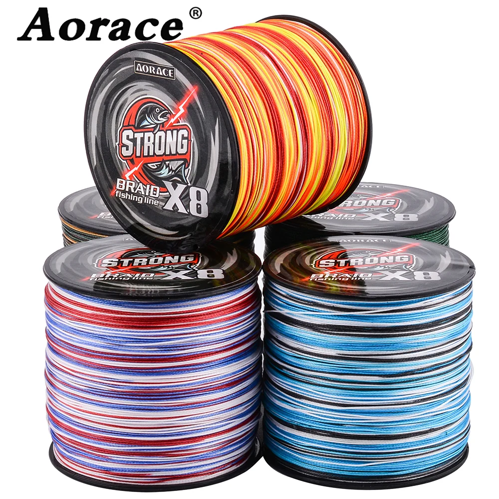 Línea de pesca multifilamento Aorace de 8 tejidos, línea de pesca trenzada de 8 hebras de 300M, línea de PE 15 20 30 40 50 65 80 100LB