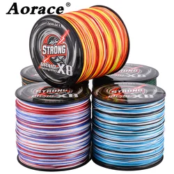 Línea de pesca multifilamento Aorace de 8 tejidos, línea de pesca trenzada de 8 hebras de 300M, línea de PE 15 20 30 40 50 65 80 100LB