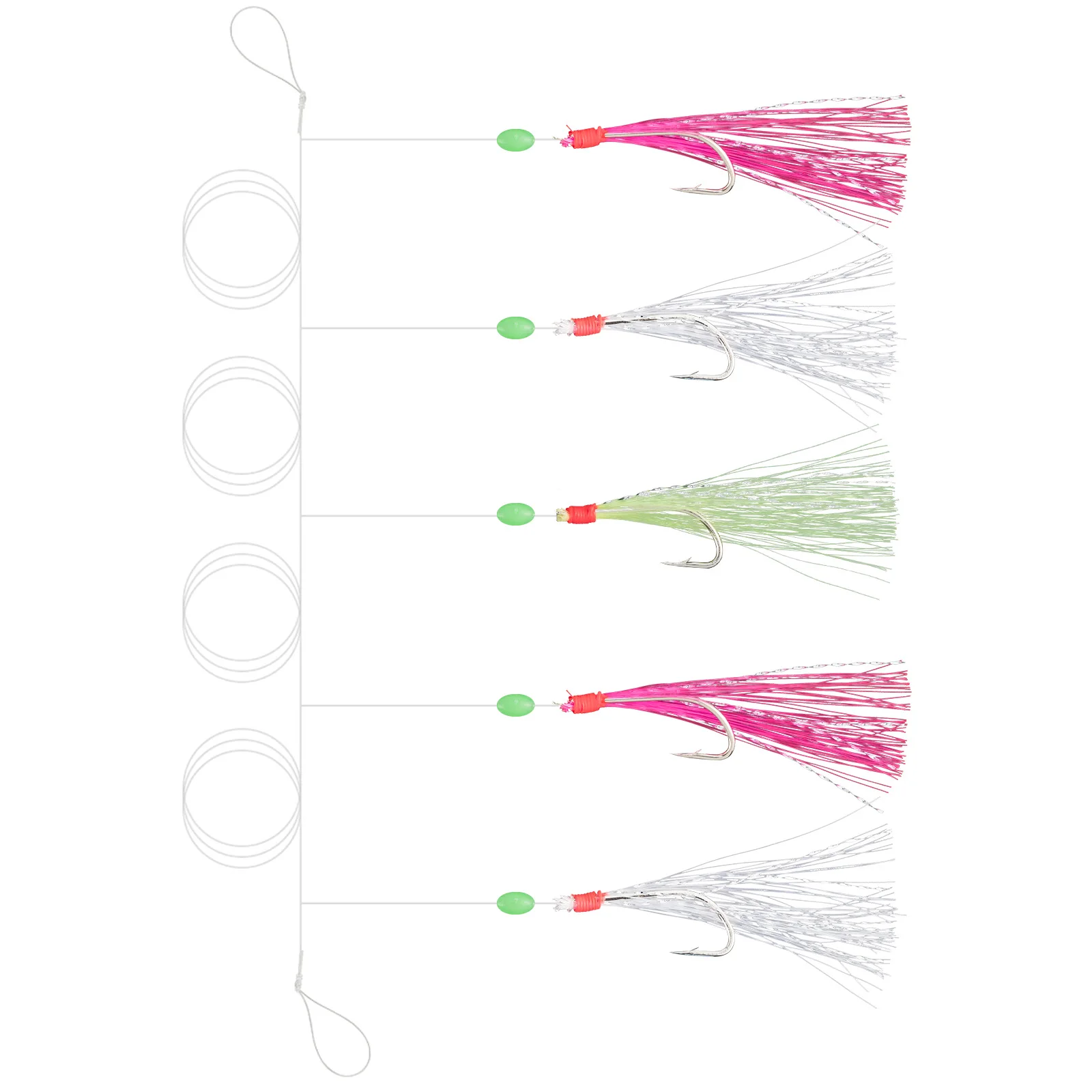 Aparejos plumas para pesca de caballa, bacalao y lubina