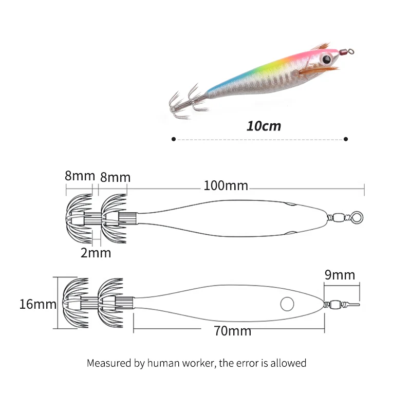 Kawa-anzuelo de calamar para pesca, camarones de madera luminosos, 94g, 100mm, señuelo de calamar para pesca, cebo Artificial para calamar, pulpo, cebo duro, 1 ud. - imagen 3