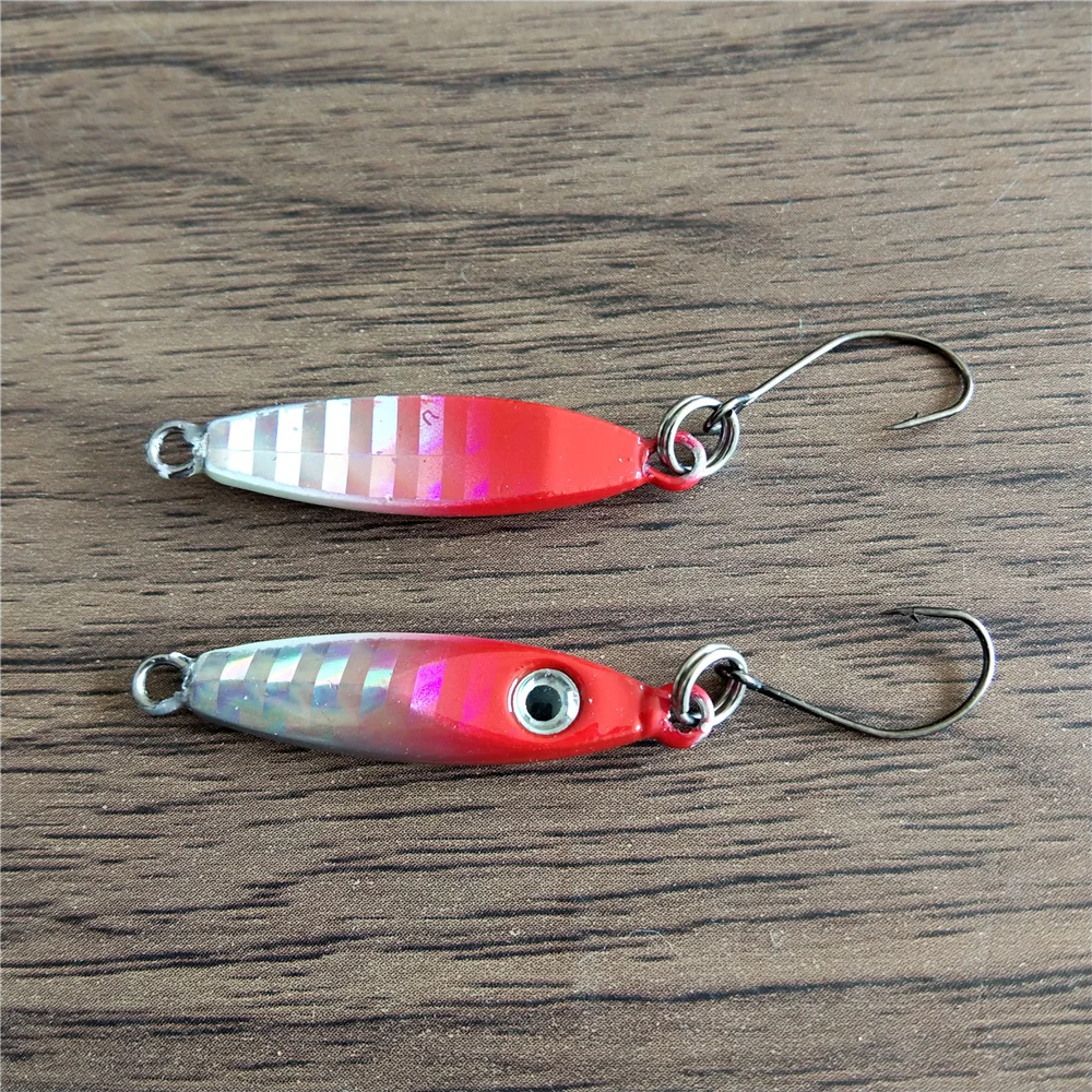 5 uds Mini señuelo de pesca 2,8 cm/3,2g 3,5 cm/5,7g señuelos de Metal Spinnerbait Minnow pez pequeño anzuelo único Jig Stream trucha hielo de invierno - imagen 2