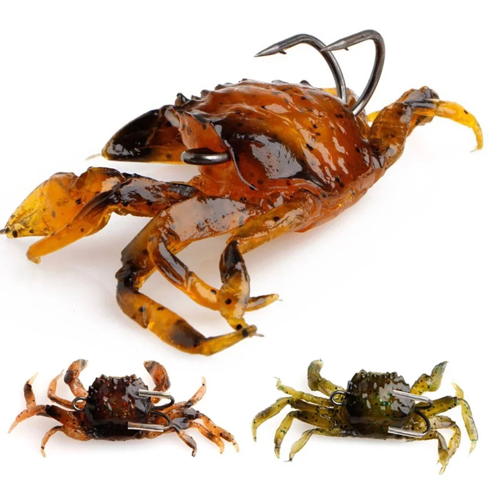 ALASICKA 8/10CM cangrejo biónico cebo suave de silicona Artificial señuelo de pesca realista pez de agua dulce Jig cabeza cebo para aparejos de pesca - imagen 2