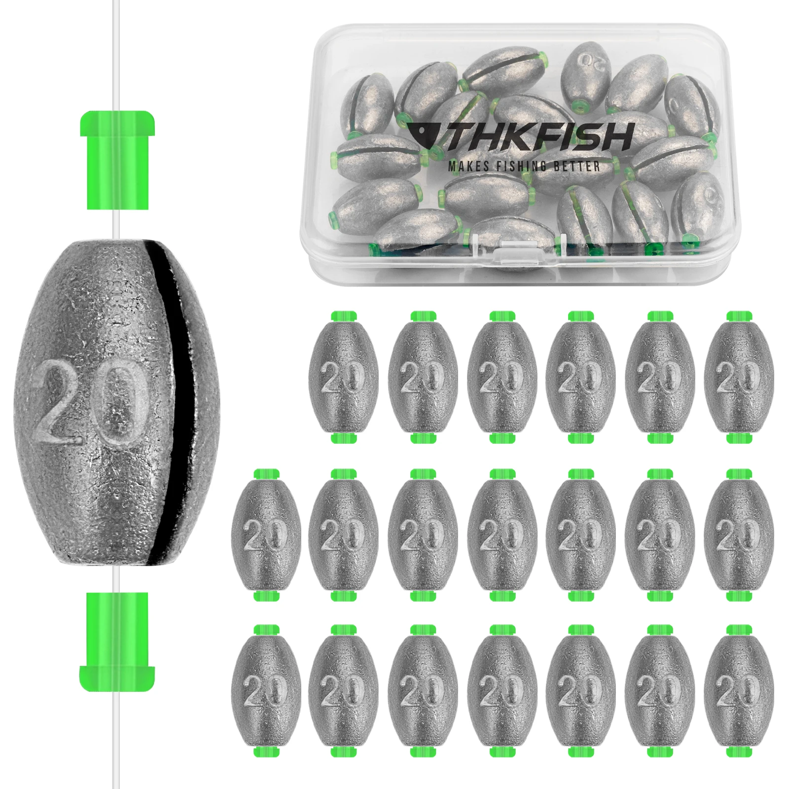 Plomos oliva fijación rápida THKFISH – Kit pesca con núcleo plástico - imagen 5
