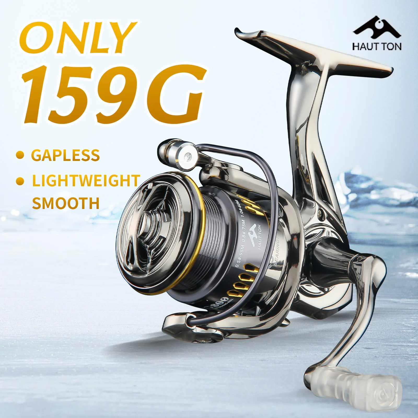 Carrete de pesca giratorio ultraligero de 159G, 3 + 1 BB, ligero y duradero, Ideal para pesca en hielo de agua dulce y salada al aire libre