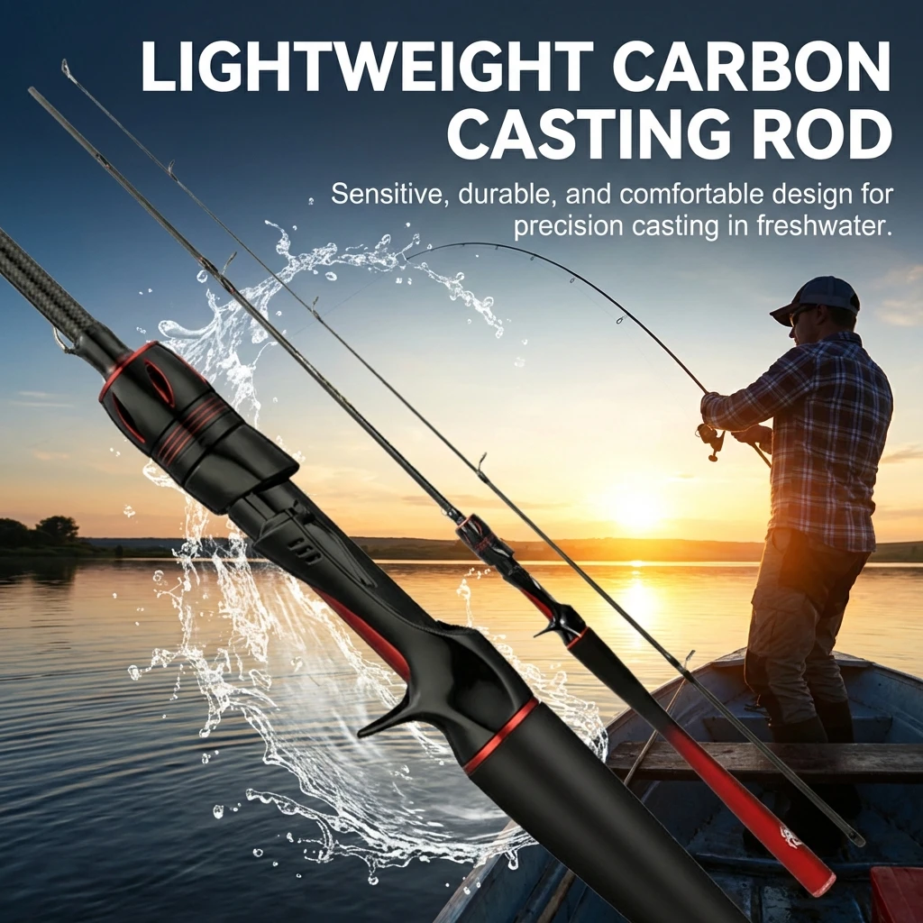 Caña de pesca de carbono doble punta con mango ergonómico