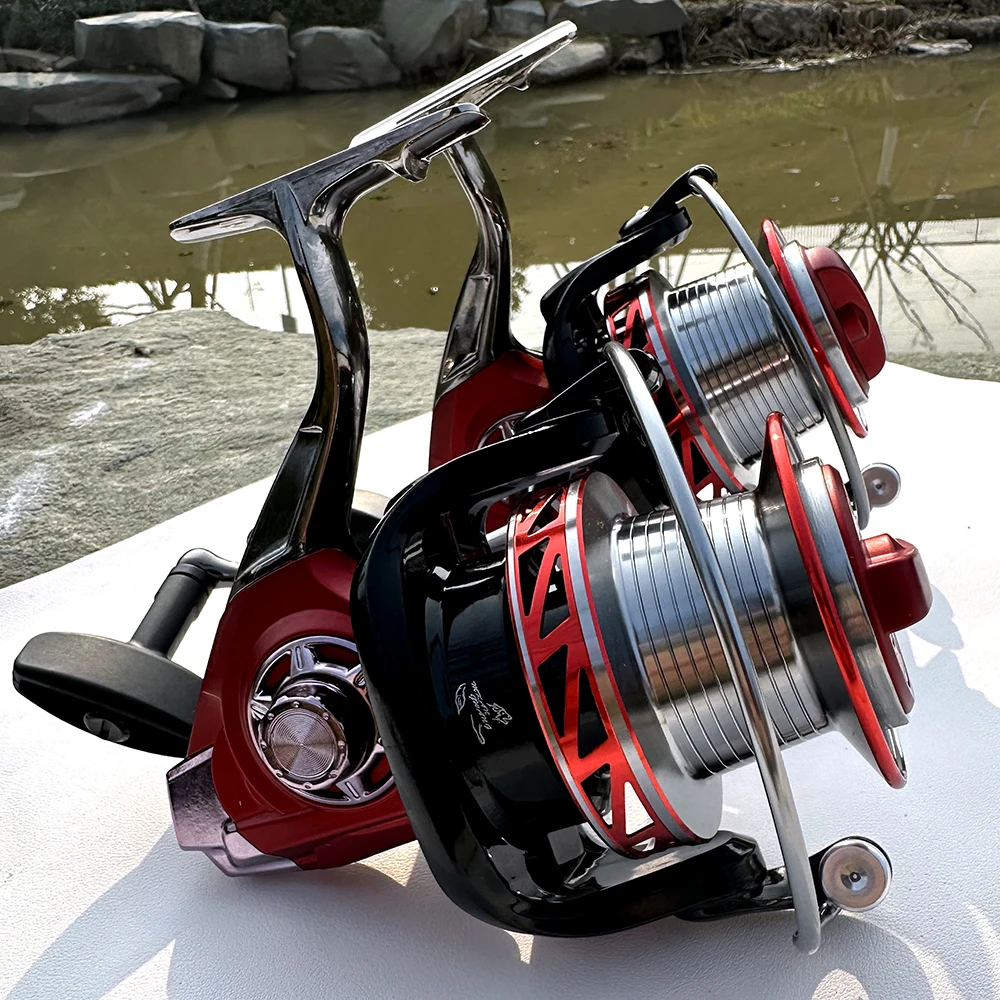 Carrete de Pesca giratorio de rueda grande, potencia máxima de arrastre de 25KG, 9000, 10000, 12000, gran capacidad para Pesca de carpa, Pesca de agua dulce y salada - imagen 3