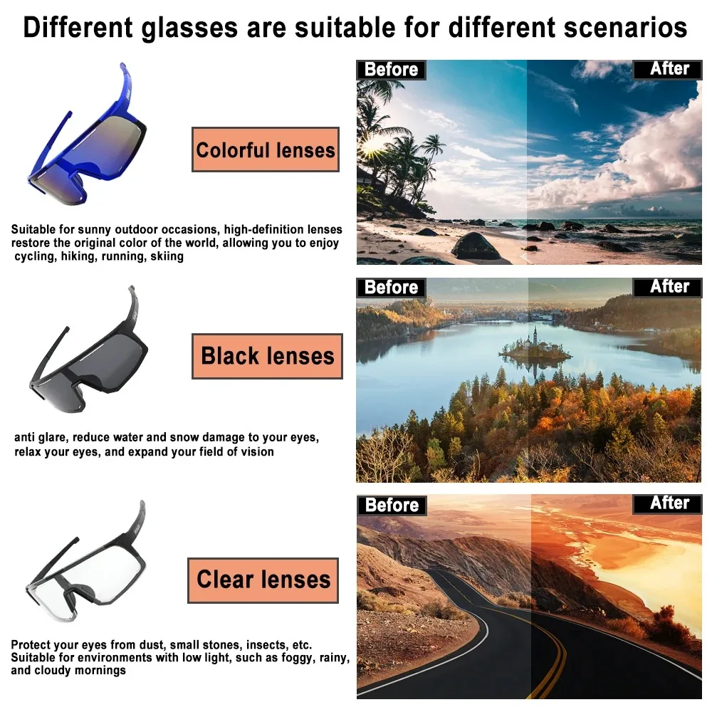 Gafas de sol gigantes para ciclismo para hombre y mujer, lentes deportivas para montar en bicicleta de montaña, lentes para exteriores con estuche - imagen 5