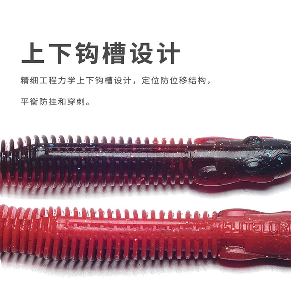 TANTA-Señuelos blandos de 63mm y 83mm, aditivo para olores de camarones, gusano de goma Artificial, redecilla de cola recta de silicona para pesca, aparejo loco, lubina - imagen 5
