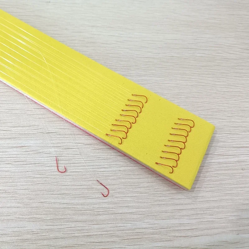 10 piezas HX1-6 #   Juego de anzuelos rojos, sedal de pesca con púas, conjunto de combinación terminada, anzuelo completo, suministros de pesca multiusos - imagen 2