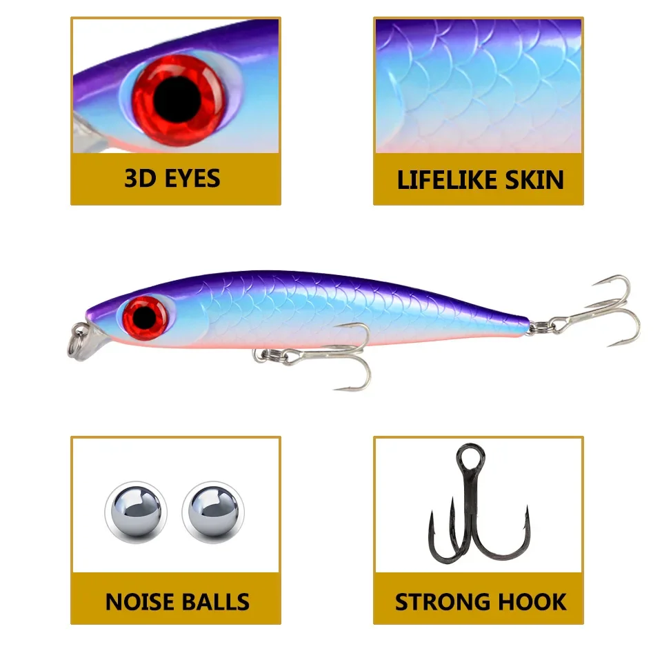 Señuelos de Pesca de pececillos, cebos duros Wobbler, Crankbaits, ABS Artificial, aparejos de pesca de Lucio, 1 piezas, 17,5 cm, 42,5g - imagen 2