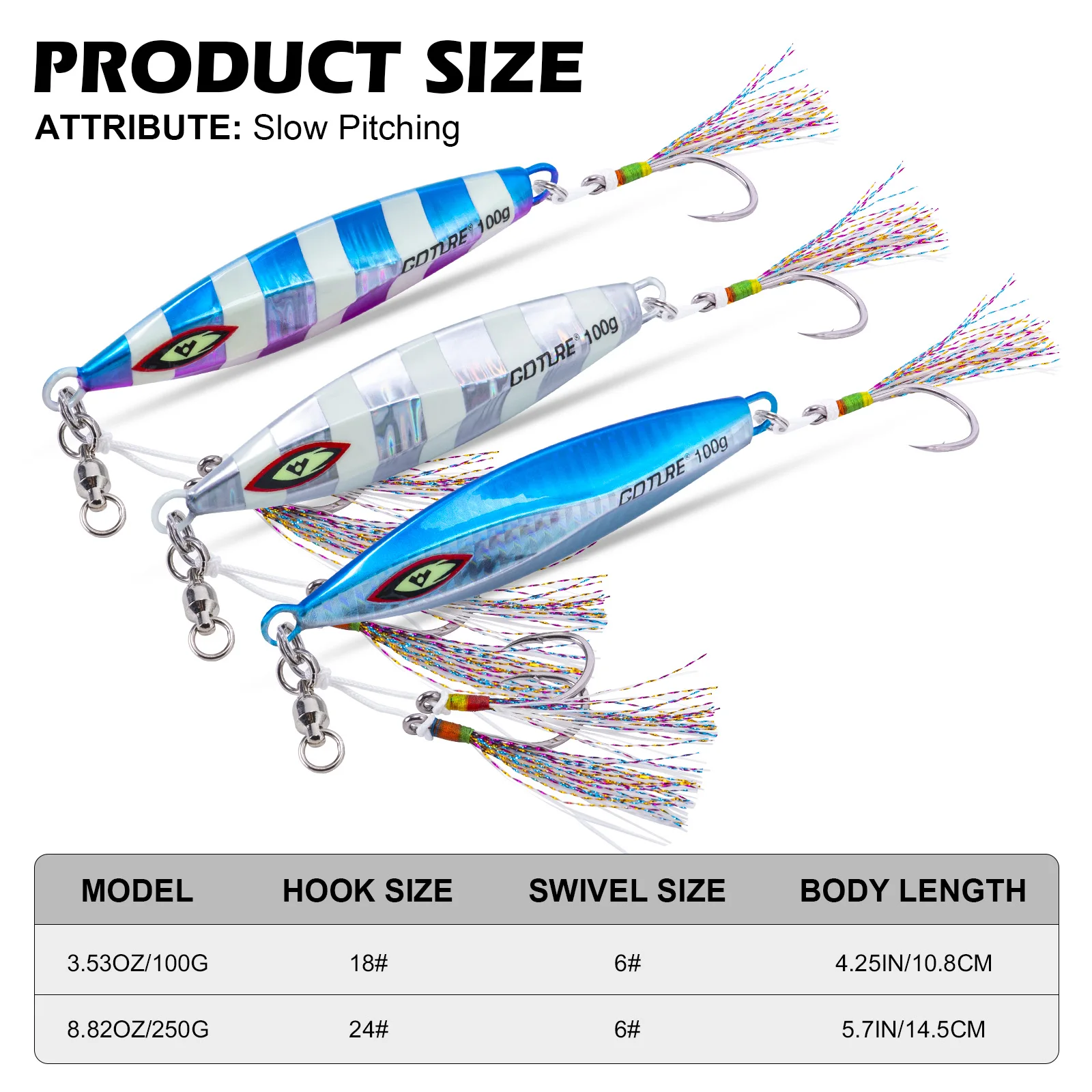 Goture-señuelo de pesca de plantilla lenta, 100g, 200g, 250g, cebo de Jigging de fundición, cuchara, pez de Metal, pesca de agua salada, cebo duro, aparejos artificiales - imagen 5