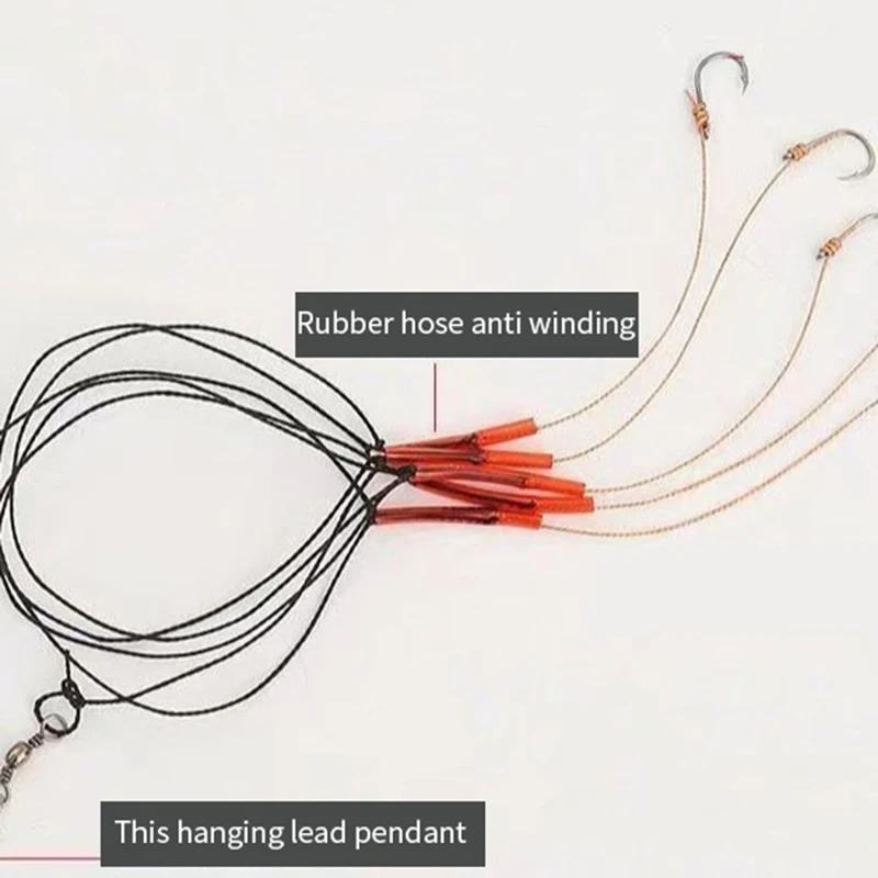 1 paquete de anzuelos de cuerda, anzuelo de acero rico en carbono, conector fácil, aparejos de pesca, señuelos, combinación de múltiples anzuelos - imagen 2