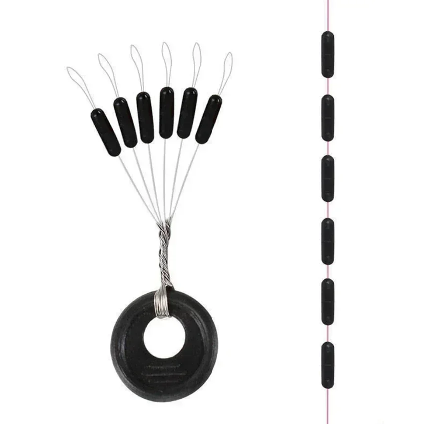 Tapón de goma negro cilíndrico M 6 en 1, flotador de pesca, tapón de frijol espacial, tapones de línea Folat, paradas de Bobber, Bobber de pesca - imagen 3