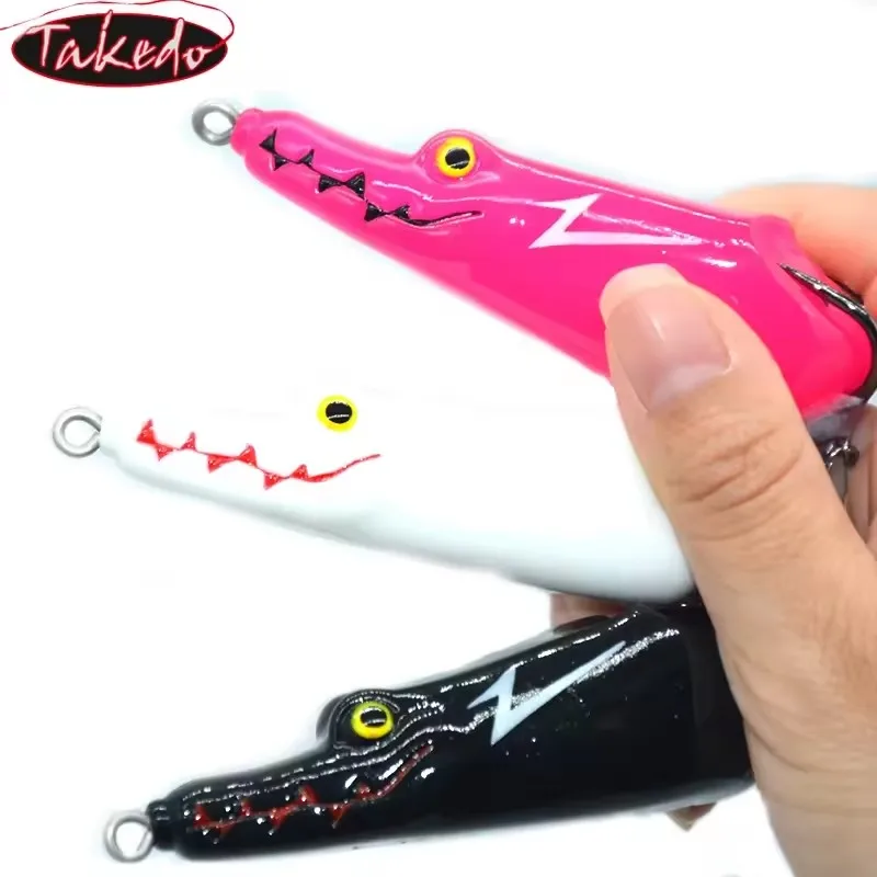 TAKEDO L030 9cm 22,8g señuelo suave cebo de rana Isca Artificial Topwater Pesca señuelo para lubina cabeza de serpiente flotante señuelo de lubina - imagen 4