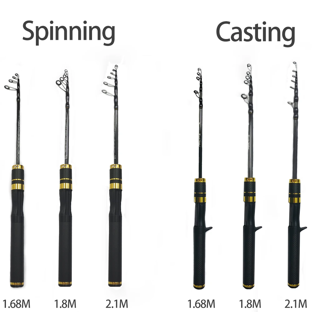 ROLLFISH UL-caña de pescar telescópica portátil para viaje, caña de pescar giratoria de fibra de carbono con asiento de carrete de sonido + sedal de pesca de PE de 100M - imagen 4