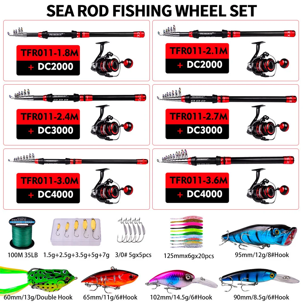 VALHALLA-Kit de carrete y caña de pescar giratoria, juego de aparejos de pesca, bolsa de cebo, 1,8 m-3,6 m - imagen 4