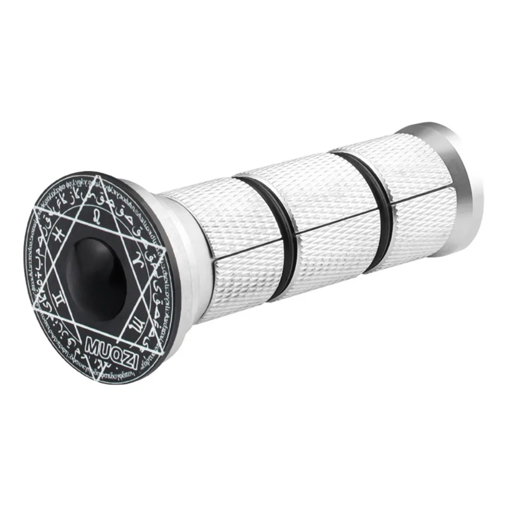 Un objeto plateado y negro con una estrella de David