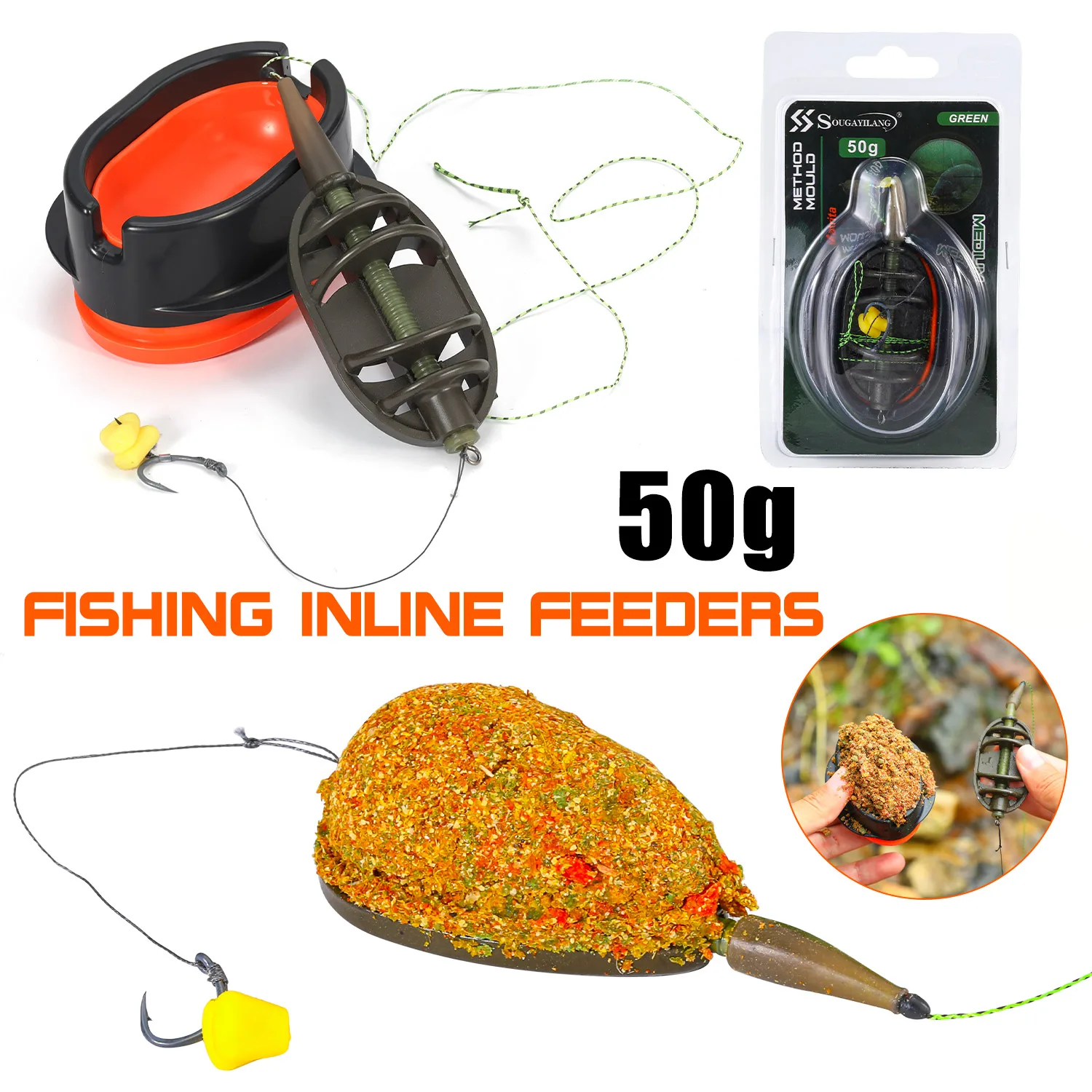 Sougayilang Método Feeder 50g – Alimentador rápido para carpa - imagen 2
