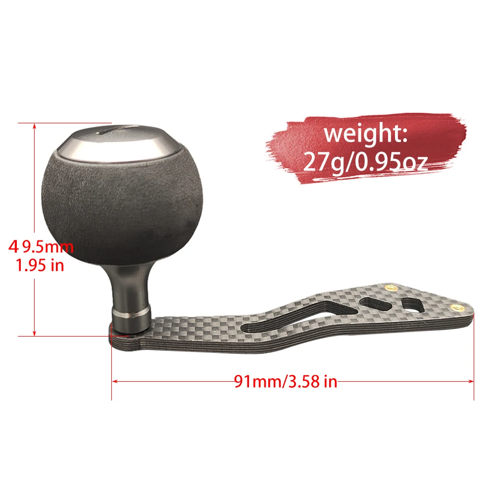 Mango de carrete de pesca de fibra de carbono con perilla EVA para carrete de Baitcasting, accesorios de pesca, mango de carrete ligero para pesca en el mar - imagen 4