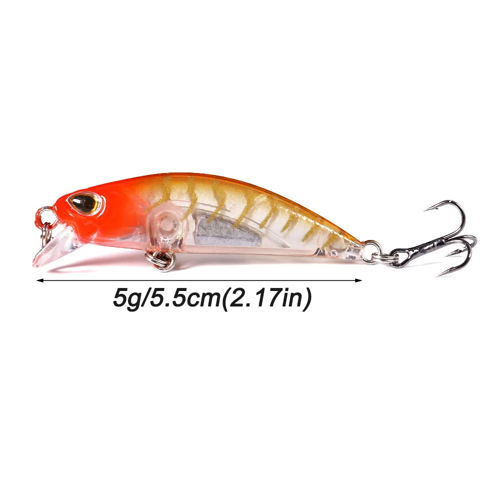 10 Uds. Minnow hundido 5g 5,5 cm señuelo de Pesca cebo duro anzuelo triple aparejos de Pesca Jerkbait Swimbait Wobbler cebo Artificial Topwater - imagen 3