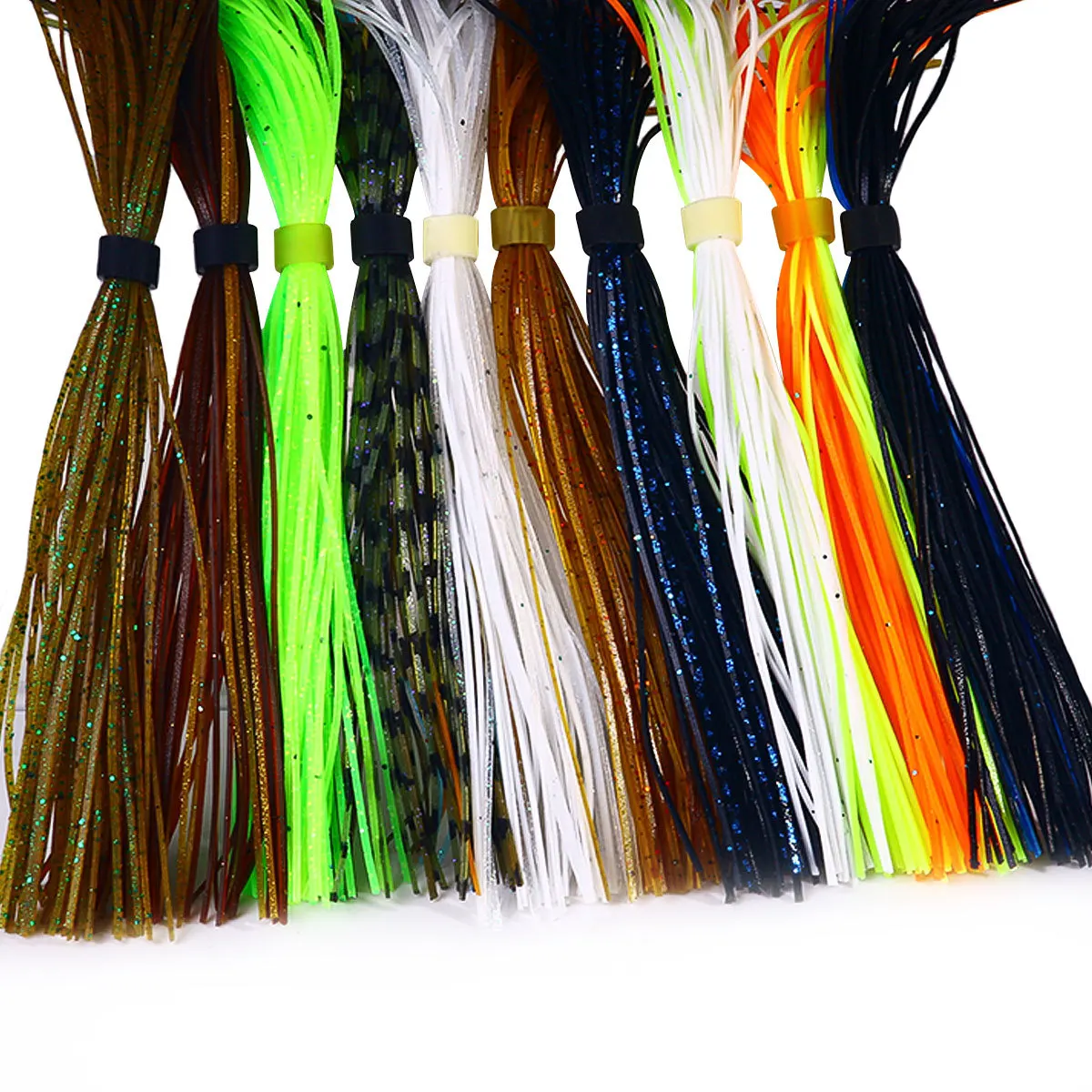 Faldas de plantilla de silicona, Kit de repuesto de 50 hebras, suministros para hacer señuelos de pesca, falda suave para Spinnerbait Buzzbait Bass Jig, 3 uds. - imagen 5