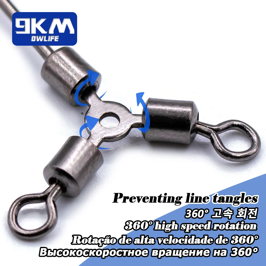 Giratorio de 3 vías, 25 ~ 50 Uds., conector giratorio de pesca, pierna larga, forma de O, giratorios de tres vías, aparejos de pesca de agua salada y dulce - imagen 2