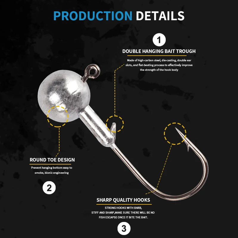 Magic Work Jig Head 1g 1,5g 2g 2,5g 3,5g 5g 7g 10g 12g 14g 20g anzuelo de pesca señuelo suave gusano accesorios de pesca aparejos de pesca - imagen 2