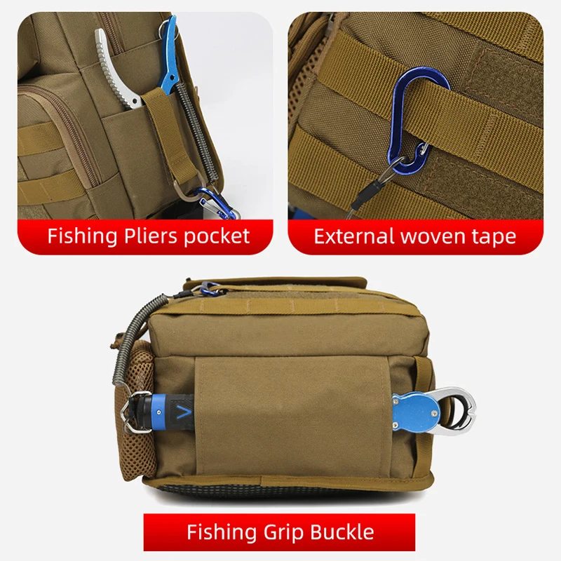 Bolsa táctica para el pecho con señuelo de pesca, bolsa de almacenamiento para deportes y caza, bolsas de hombro para acampar y escalar al aire libre, riñonera Molle - imagen 5