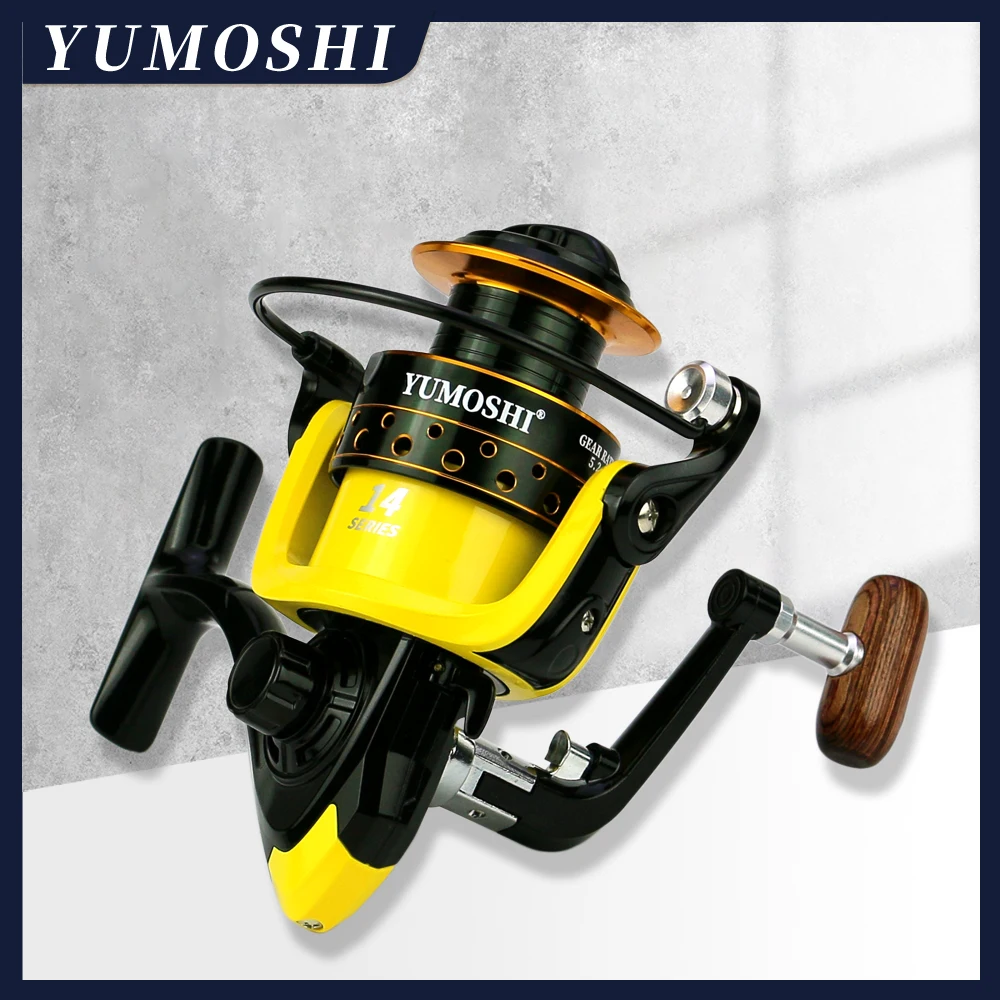 JOSBY-carrete de pesca giratorio, serie OE amarilla 2000-7000, para agua salada, rueda de Metal, accesorios de pesca de carpa - imagen 5