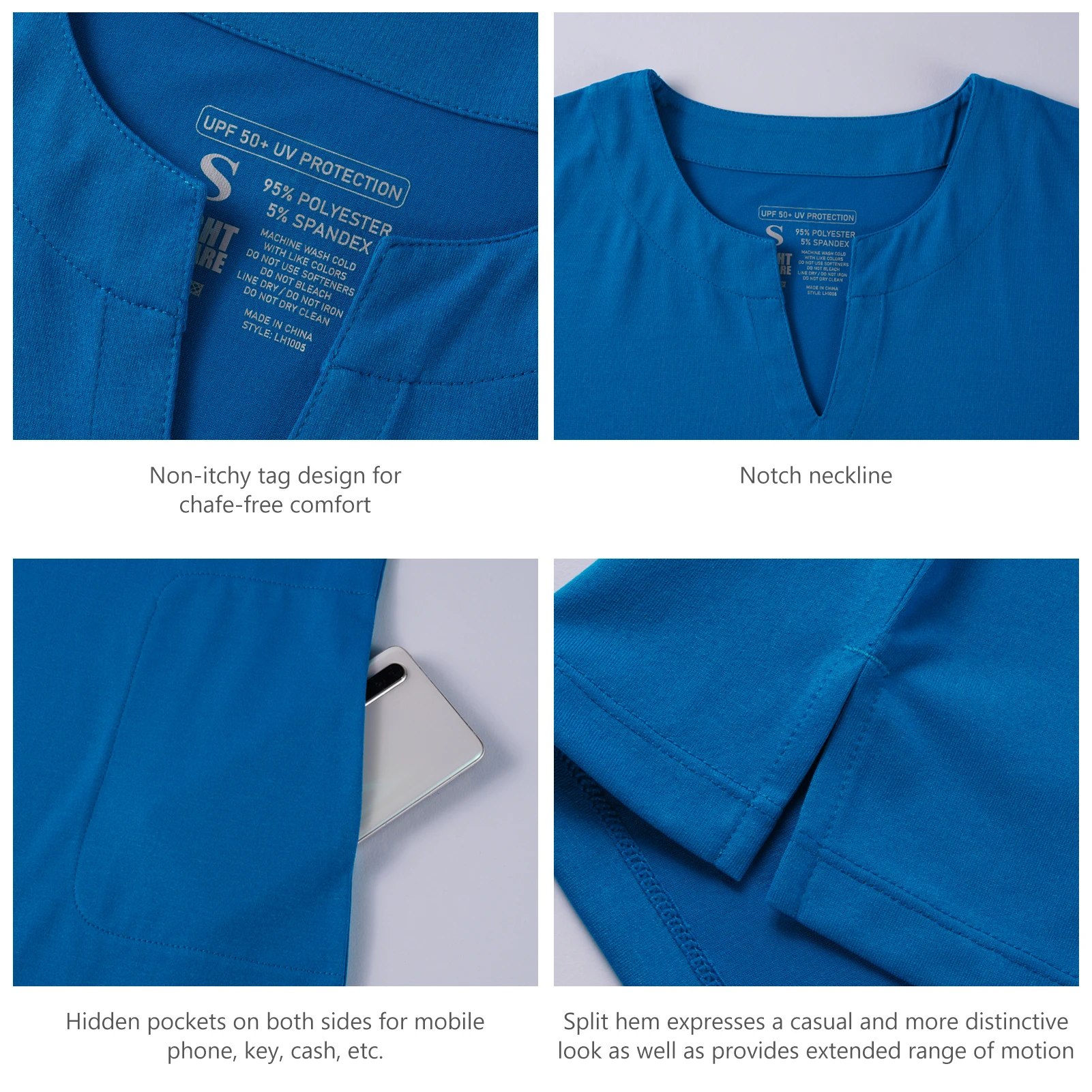 Lightbare-Vestido de manga 3/4 para mujer, con bolsillos, UPF 50 +, informal, transpirable, de secado rápido, para playa, senderismo al aire libre - imagen 5