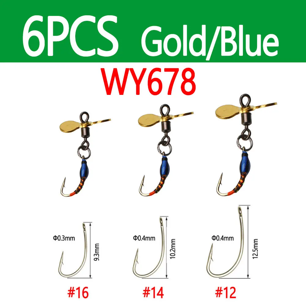 6pcs Gold-Blue
